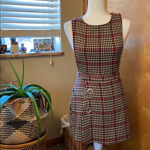 MNG Mango | Houndstooth Romper Dress with Chains - Picture 2 of 8